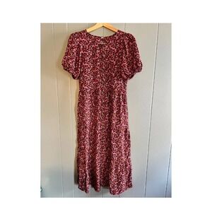 Floral Midi Dress Old Navy Puff Sleeve Small Tall Cottagecore Fall Layering Soft